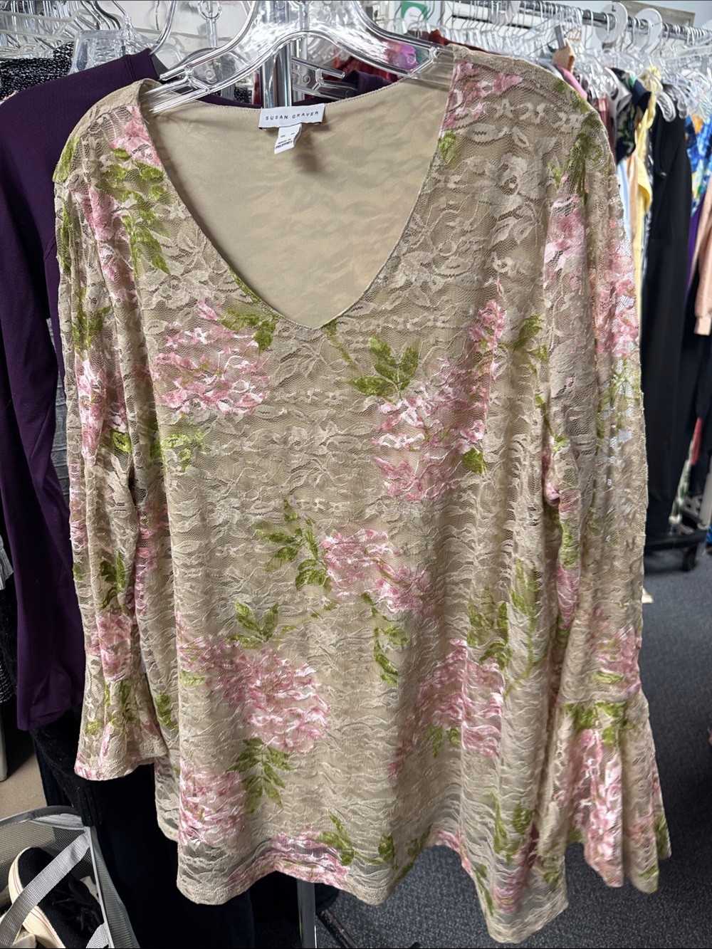 Susan graver lace top xl // 092003